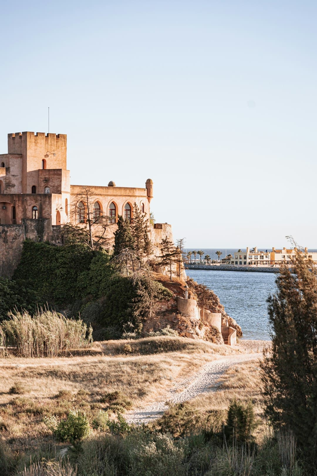 a bridge over a river in front of a castle